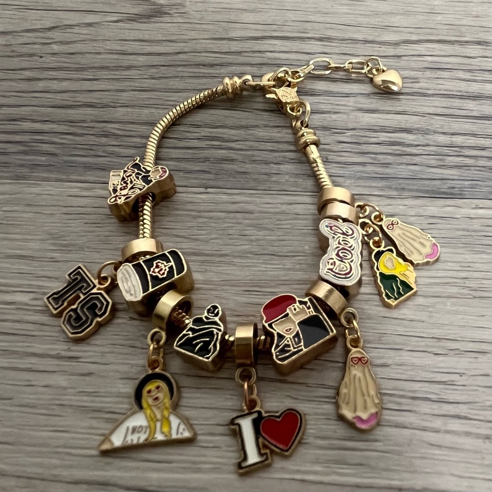 Taylor Swift Charm Bracelet Gold Tone